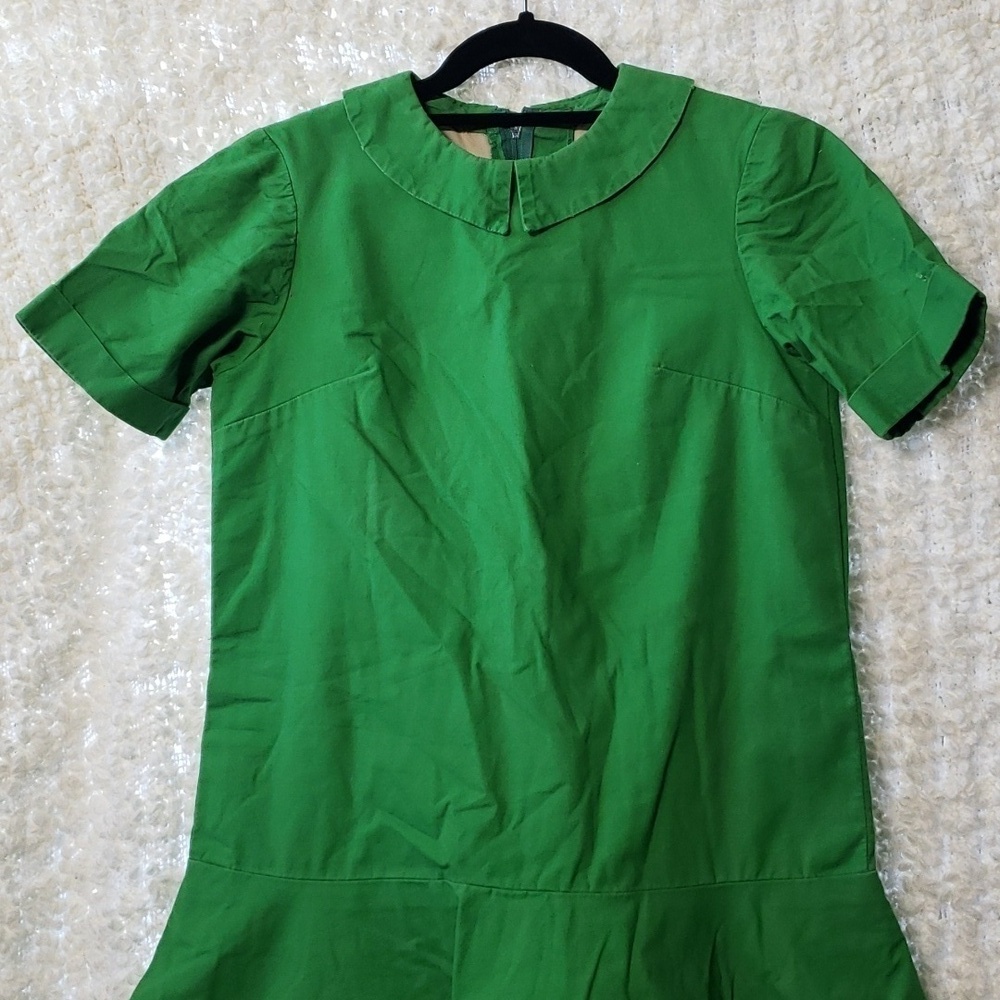Retro Peter pan collar green dress charlie brown medium (as is)